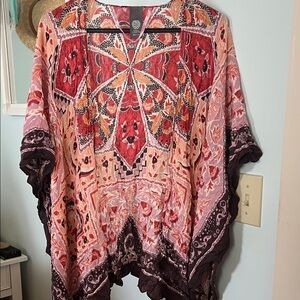 Vince Camuto Bohemian Red and Pink Women's Top
